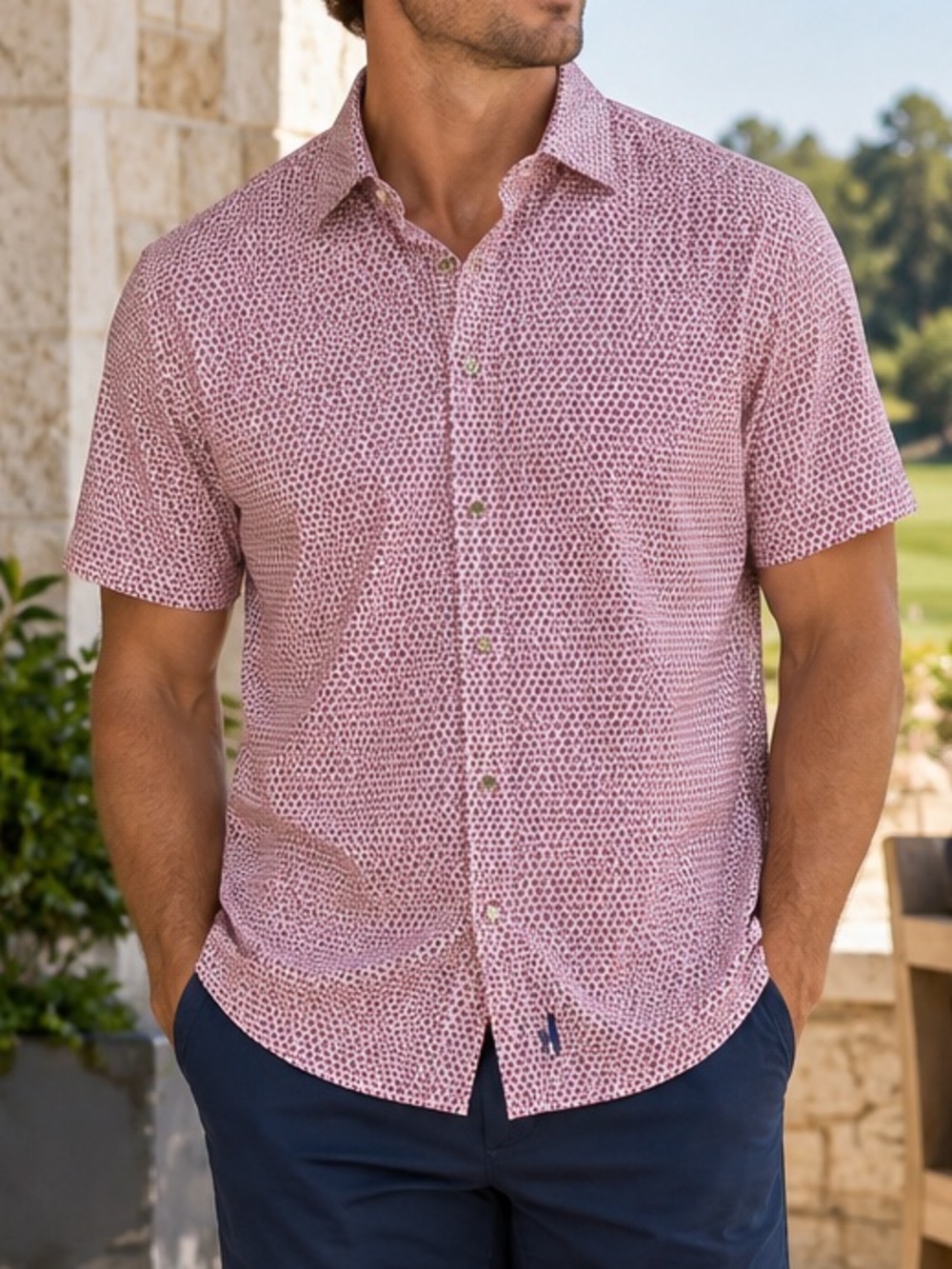 Johnnie-O Caspian Hangin’ Out Button Down Shirt Pink L